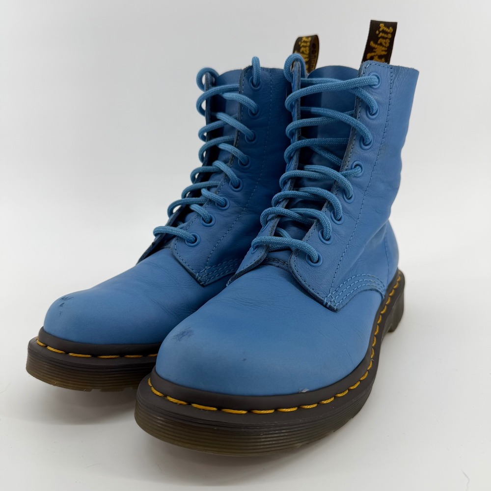 Dr. Martens 1460 Pascal Boots Women 6 Blue Leather 8-Eye Lace Up Combat 13512400